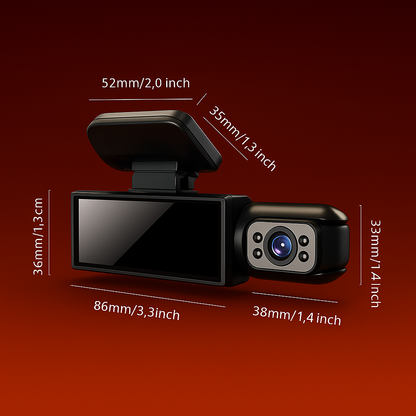 📹 Câmara Automóvel Dupla 1080P – Segurança Total Dia e Noite