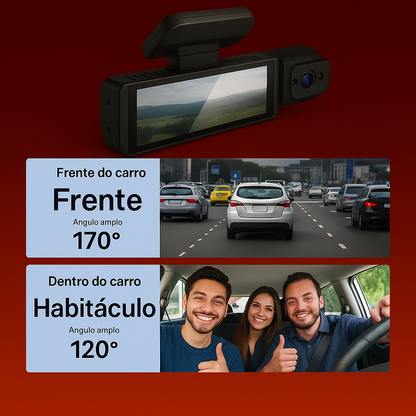 📹 Câmara Automóvel Dupla 1080P – Segurança Total Dia e Noite