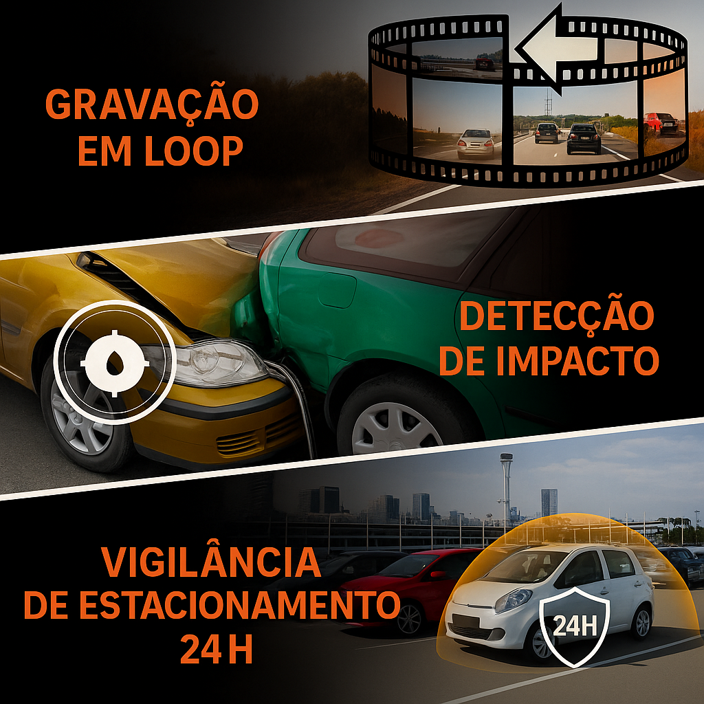 📹 Câmara Automóvel Dupla 1080P – Segurança Total Dia e Noite