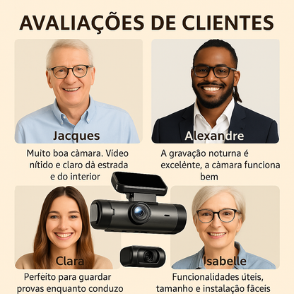 📹 Câmara Automóvel Dupla 1080P – Segurança Total Dia e Noite